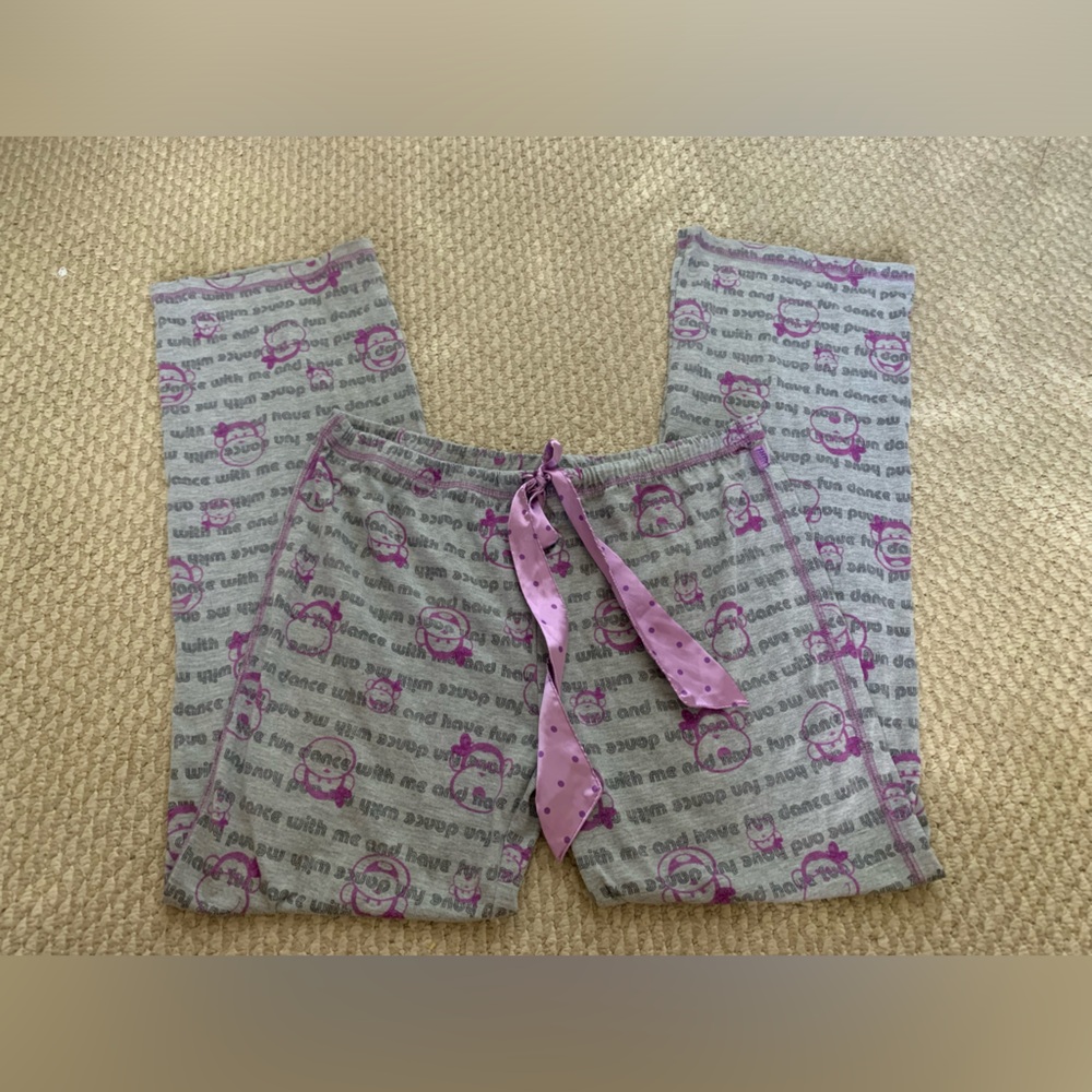 La Senza Girl Grey and Purple Monkey Pajama Pants Size XXL